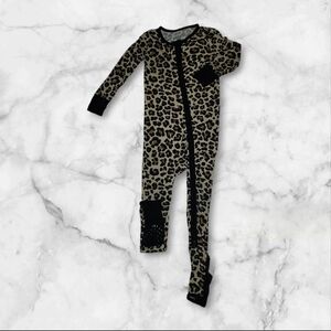 Posh Peanut Brown and Black Convertible Footies One Piece EUC